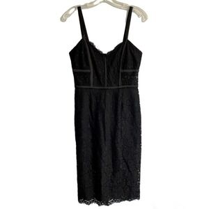 Express Corset Dress Size 4 Black Midi Sleeveless Eyelet Pencil Sheath L…